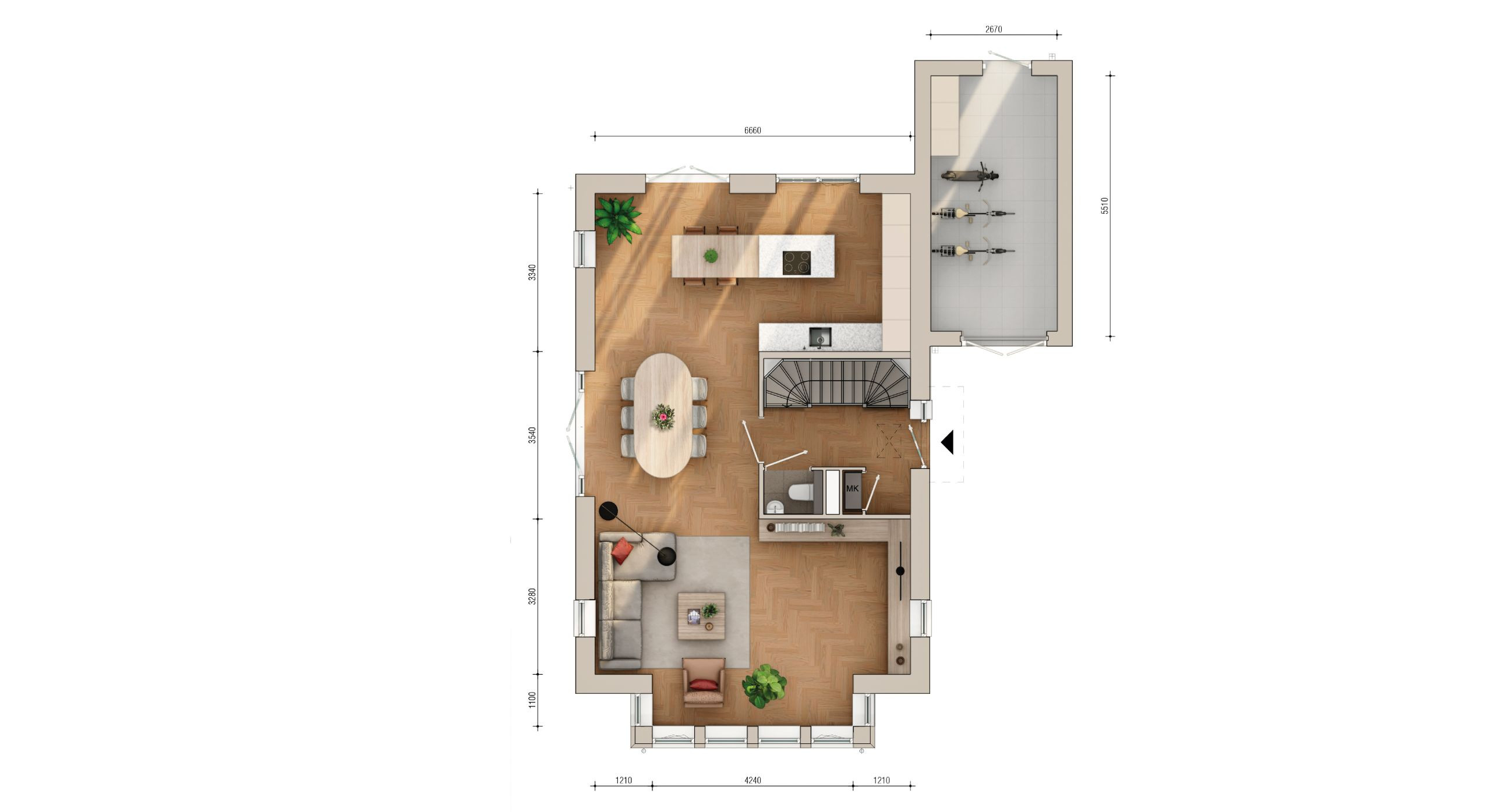 Plattegrond begane grond Vrijstaande villa Boomgaerde