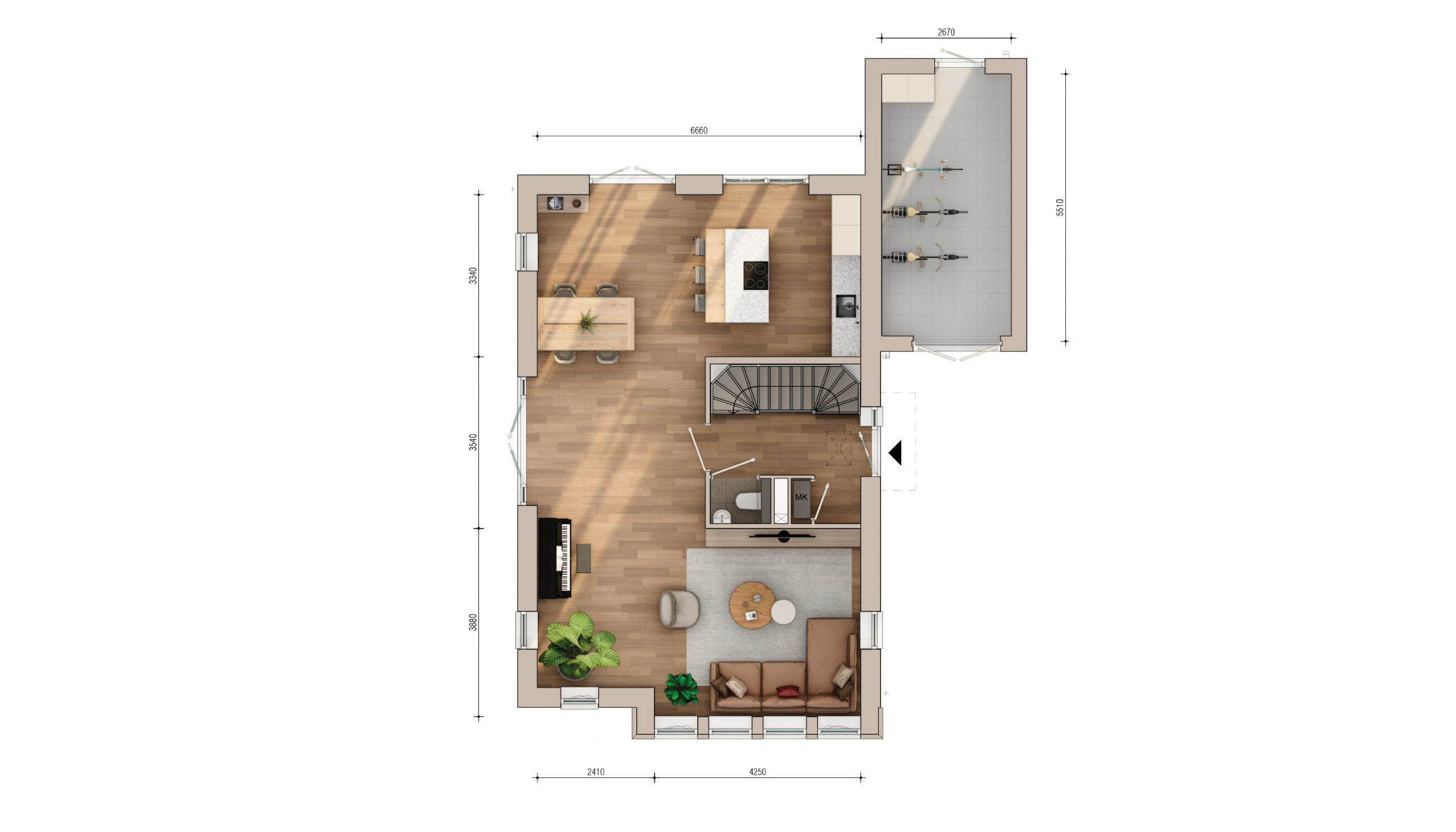 Plattegrond begane grond Vrijstaande villa Boomgaerde