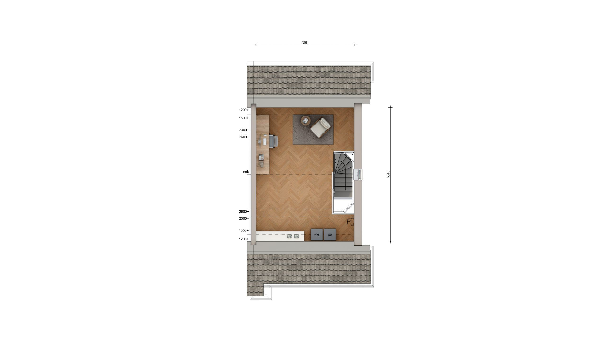 Plattegrond tweede verdieping Familiewoning Boomgaerde