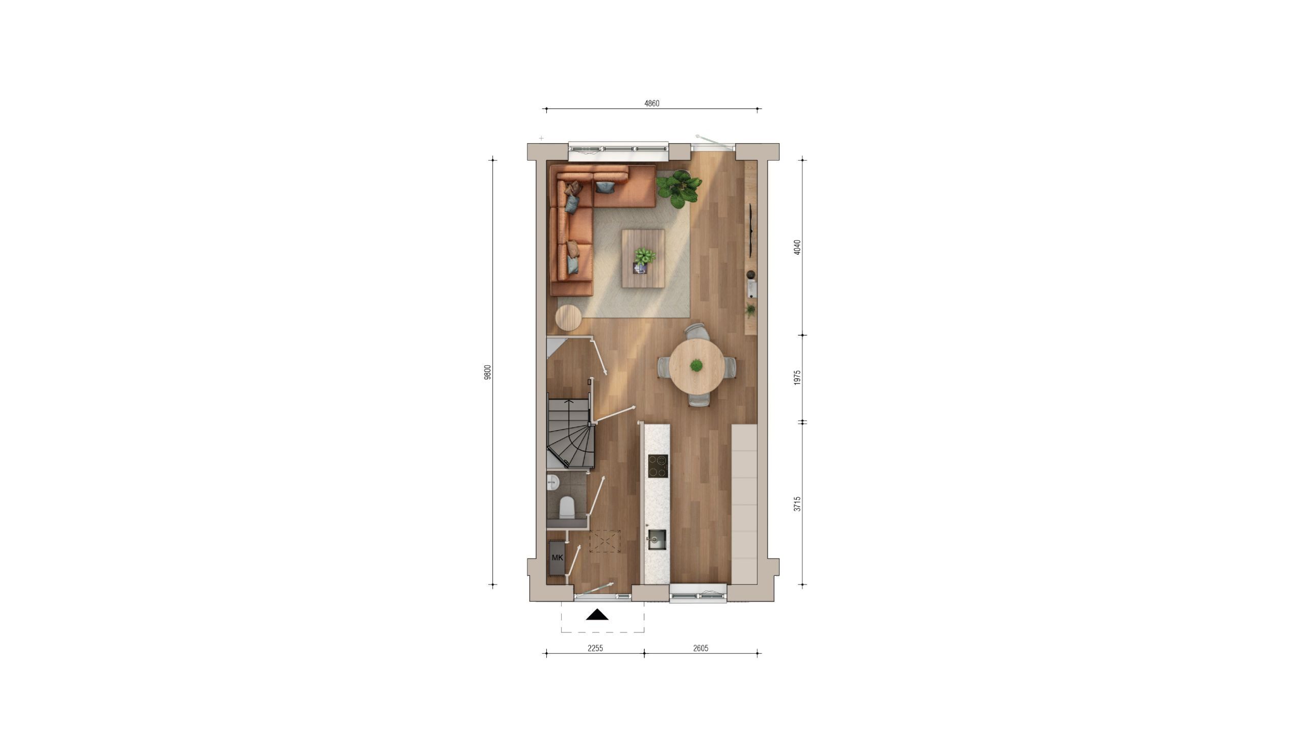 Plattegrond begane grond Familiewoning Boomgaerde
