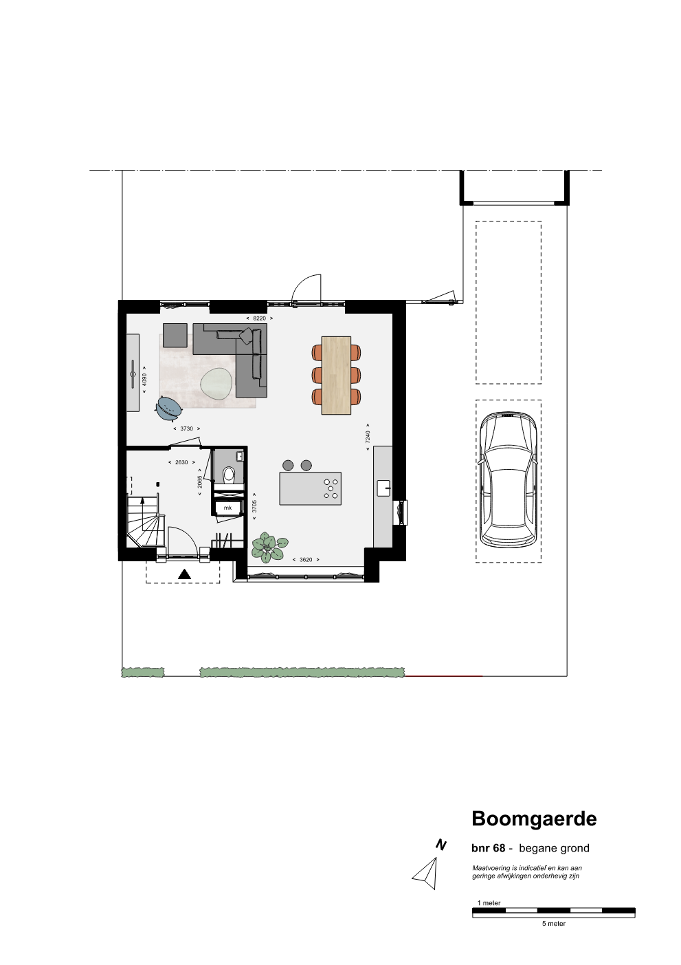 Plattegrond bn68 - bg Twee-onder-een-kapwoning Boomgaerde