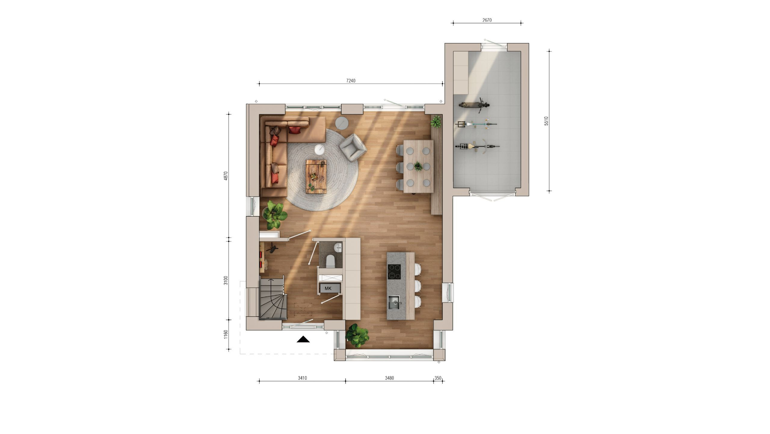 Plattegrond begane grond Vrijstaande villa Boomgaerde