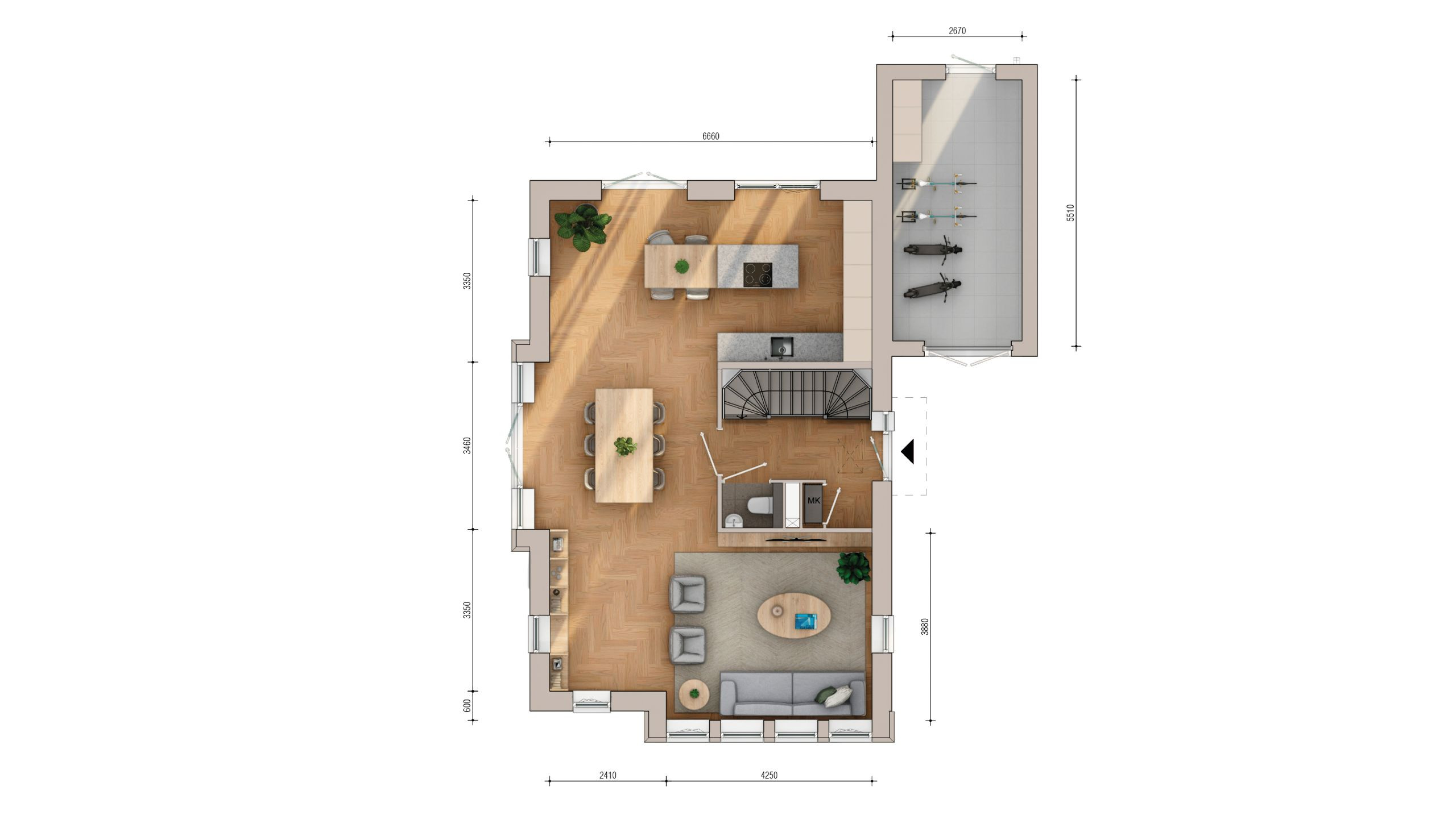 Plattegrond begane grond Vrijstaande villa Boomgaerde