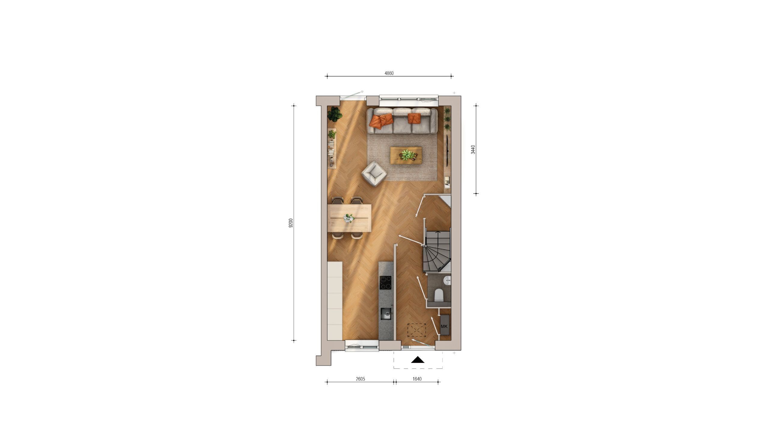 Plattegrond begane grond Familiewoning Boomgaerde