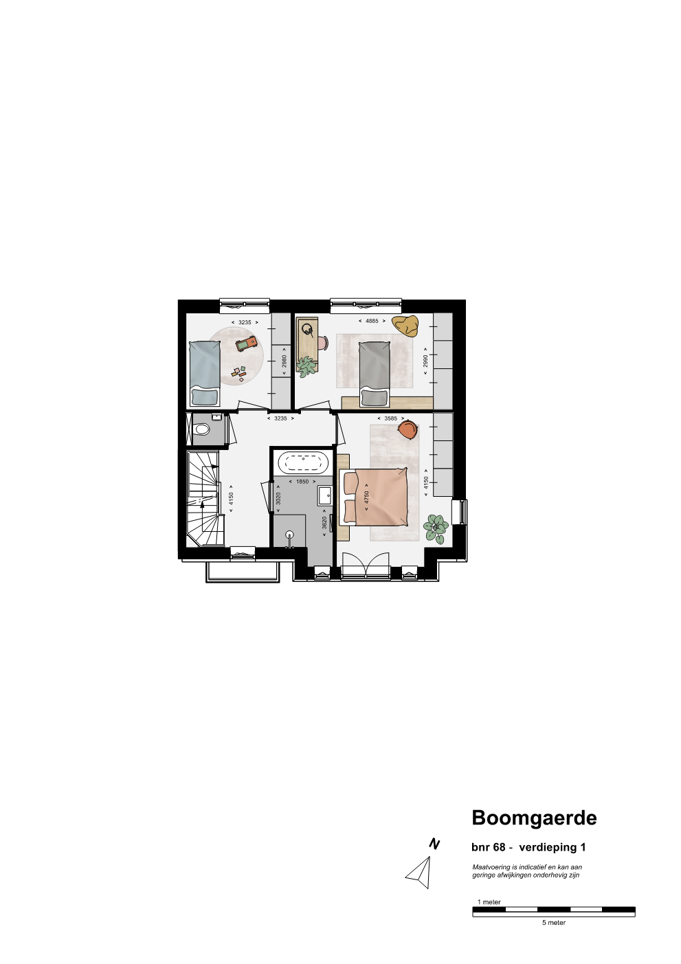 Plattegrond bn68 - 1e Twee-onder-een-kapwoning Boomgaerde